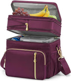 MIYCOO Lunch Bag & Lunch Box for Women Men, Double Deck Leakproof Insulated Soft Large Adult Camping Cooler bag for Work, Beach, Picnic, Travel (Purple, 15L)