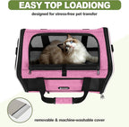 GAPZER Cat Carrier 18x11x11 Delta Airline Approved, Easy Load Soft Pet Plane Travel Bag 15 pounds, Teacup Dog Crate 12 lbs, Yorkie Kennel Carrying Case, Kitten Toy Poodle Mesh Cage up to 20lbs Pink