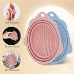 2-Pack Collapsible Silicone Dog Bowl,13oz Portable Pet Food & Water Dish, Travel Bowl with Non-Slip Textured Base (Lick Mat Feature) for Peanut Butter, Yogurt Pink&Blue