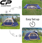 CAMPROS CP Upgraded 6/8 Person Camping Tents, Waterproof Windproof Family Tent with Larger Mesh Windows & Door, Double Layer, Easy Set Up, All-Season Dome Tent with Top Rainfly & Carry Bag