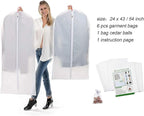 Mskitchen Garment Bags for Hanging Clothes, Clear Plastic Closet Storage Covers with Cedar Balls, 24" x 43"/54”, 6 Pack