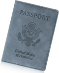 Passport Holder for Travel Essentials,RFID Blocking Passport Cover Wallet Card Case for Women and Men (Navy Gray)