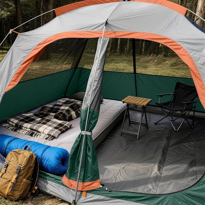 CAMPROS CP Upgraded 6/8 Person Camping Tents, Waterproof Windproof Family Tent with Larger Mesh Windows & Door, Double Layer, Easy Set Up, All-Season Dome Tent with Top Rainfly & Carry Bag
