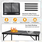 GREGIN Camping Table with Mesh Desktop, Lightweight & Portable Folding Grill Table, Height Adjustable Metal Outdoor Table for Camp, Cooking, BBQ, RV, Picnic-3 FT Black