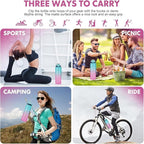 Water Bottle with Straw 1L,Boys Water Bottles with Straw 1 Litre,Waterbottle Leak-Proof Sports Water Bottle,Plastic Drinks Bottles Toxin Free，Bpa-Free (Cyan Pink)