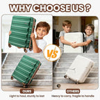 Hoteel Luggage Sets 3 Piece, 4-Year Warranty, Carry-On Luggage with Dual-Spinner Wheels, ABS Hard Shell Suitcase with TSA Locks, 20 Inch Lightweight Luggages for Travel, Green(20IN/DB/TB)