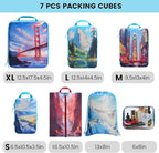 PFEYRPK Lightweight Compression Packing Cubes for Suitcases, Compressible Expandable Travel Packing Organizer with Clear Toiletries and Backpack Bag, Travel Essentials for Carry on Luggage 7 Set