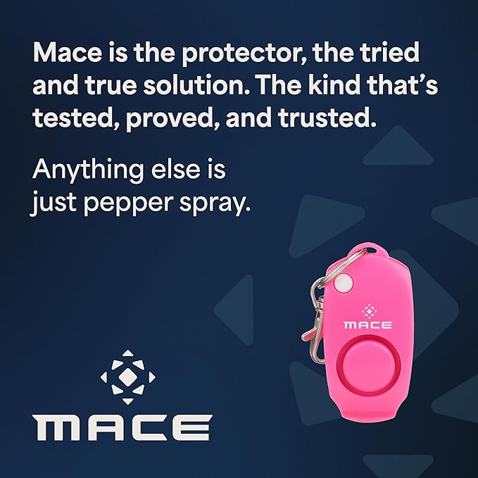 Mace Personal Safety Alarm - Loud 130db Siren, Built in Emergency Whistle, Easy On/Off Push Button Activation, Batteries Included, Personal Alarm for Women & Men - Neon Pink