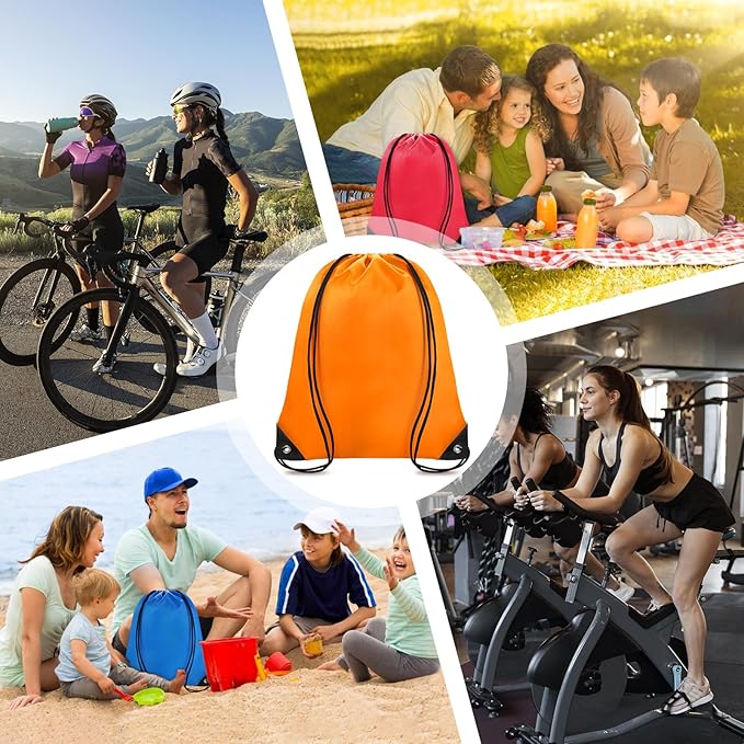 Grneric Drawstring Bags Bulk 14 Pcs Drawstring Backpack Bulk Cinch Bag Sackpack for Men Women Gym (Orange)