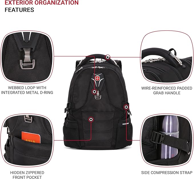 SwissGear 2769 ScanSmart Laptop Backpack, Fits Most 16 Inch Laptops, TSA Friendly, Work, School, Men's and Women's, Black
