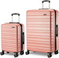Amazon Basics 2-Piece Hardshell Suitcases Set (21", 30"), Expandable Travel Luggage with Scratch-Resistant Surface, Four Multi-directional Wheels, Telescopic Handle, Rose Gold