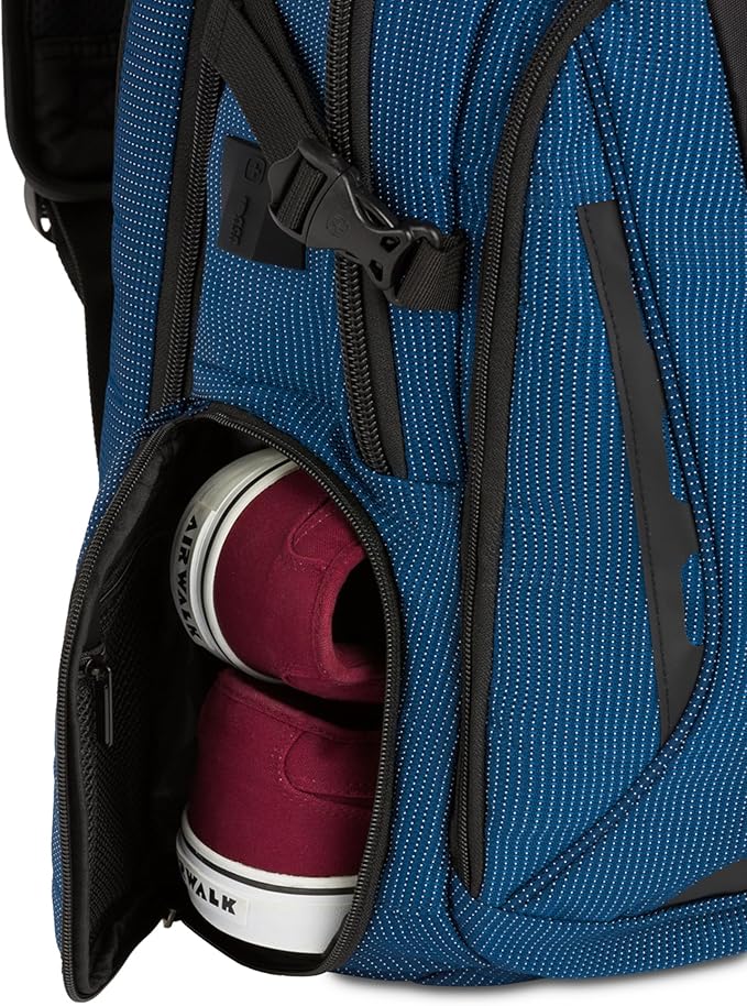 SwissGear Travel Tech Elite Laptop Backpack – Fits Laptops up to 16” – ScanSmart TSA-Friendly Backpack with USB Port, Shoe Compartment & Organizer Pockets – Blue/Black