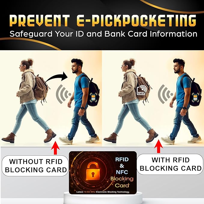SaiTech IT 10 PK RFID Blocking Cards Protect Your Entire Wallet, Purse, and Cards from NFC Contactless Theft Wallet for Men & Women - Orange Black (10 Pack SL)