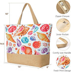 Trifabricy Beach Bag for Women, Large Beach Tote Bags with Zipper, Woven Straw Tote Waterproof, Swim Gym Shopping Travel Bag