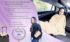 BlueHills Ultra Compact and Compact Light Travel Blankets for Two Value Pack Set of 2 – Airplane Travel Essentials Soft Flight Trips Throw in Portable Cases for Car Plane Travel Gifts – Beige