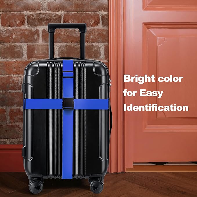 Luggage Straps for Suitcases TSA Approved Travel Belt 4 Pack by Chelmon (Blue)
