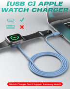 Amasuki 2Pack USB C for Watch Charger Magnetic Charger Wireless Portable Compatible with Watch Ultra2 Ultra Series 10/9/8/7/6/SE/SE2/5/4/3/2/1-[1m/Blue]