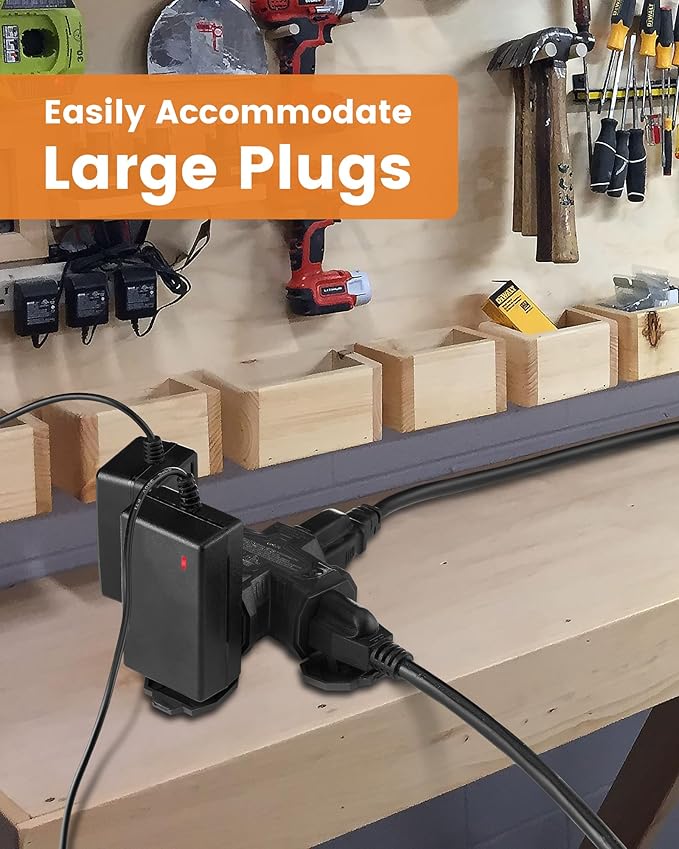 SURAIELEC Outdoor 3 Way Plug Adapter, Multi Plug Outlet Waterproof, 1 to 3 Power Splitter, Electrical 15A Multiple Plug Extender with Cover for Outside Garden Garage Cruise, Black, ETL Listed, 3 Pack