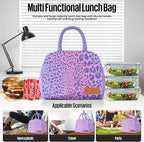 douyadady Lunch Bag Women/Men Lunch Box Women/Men (purple leopard)