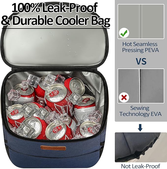 Camping Cooler Backpack 30 45 Cans, Soft Backpack Coolers Insulated Leak Proof Travel Cooler Bag Waterproof Lunch Picnic Beach Work Trip Thermal Bag Drink Beverage Beer Bag Cooler