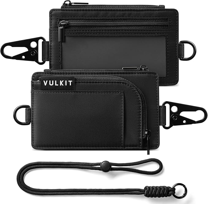 VULKIT Water-Resistant Keychain Wallet with Lanyard for Men and Women, Outdoor Zipper Pouch Wallet with Clear ID Window, for Hiking, Fishing, Skateboard and any Outdoor Activities, Shadow Trek