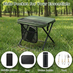 16" Portable Collapsible Stool - Folding Chair with Storage Pouch, Convertible Satchel for Hands-Free Carry & Supports 300Lbs, Ultralight for Hiking, Fishing, Camping, Festivals (Green, Large)