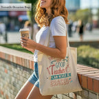Aesthetic Canvas Tote Bag, Cute Reusable Bags for Women with Inner Pocket