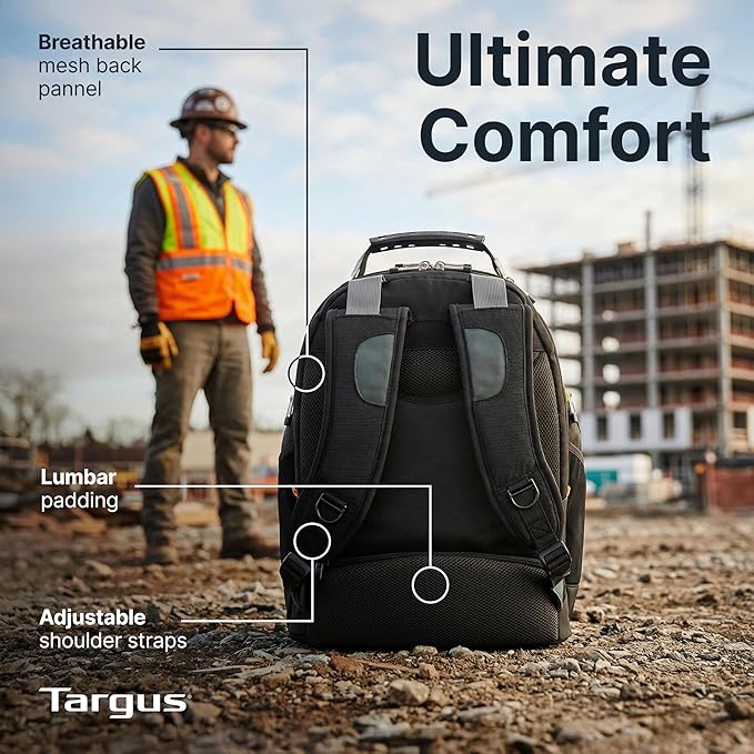 Targus Drifter II Laptop Backpack, Black/Gray – Backpack for Men for Business and Travel, Durable Water-Resistant Material, Fits up to 17" Laptops (TSB239US)