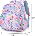 mibasies Kids Backpack for Girls: Girls Backpack 5-8 - Kindergarten Elementary School Bookbag for Girl - Flower Pinkish Blue