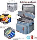 MIYCOO Lunch Bag & Lunch Box for Men Women, Double Deck Leakproof Insulated Soft Large Adult Camping Cooler bag for Work, Beach, Picnic, Travel (Blue, 15L)