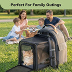 Morpilot Expandable Cat Carrier Backpack for Small Dogs & Cats Up to 20lbs, Breathable Mesh Pet Travel Backpack with Safety Leash, Foldable Airline Approved Carrier for Hiking Camping Outdoor, Grey