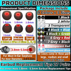 54Pcs Earbud Replacement Tips，Ear Bud Rubber Tips Silicone Earbud Tips Earbud Covers Silicone Tips Headphone Covers for Ears Headphone Ear Covers Replacement (Inner Hole 3.8mm -5.1mm) 27 Pairs S M L