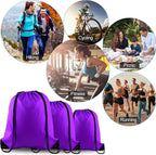 PLULON 15 Pcs Purple Drawstring Bags Drawstring Backpack Bulk, String Backpack Cinch Sack Sport Gym Backpack Bags for Yoga Traveling Outdoor Sports