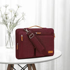 MOSISO 360 Protective Laptop Shoulder Bag,17-17.3 inch Computer Bag Compatible with MacBook, HP, Dell, Lenovo, Asus Notebook,Side Open Messenger Bag with 4 Zipper Pockets&Handle, Wine Red