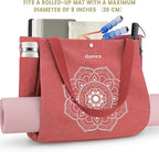Gonex Yoga Mat Bag, Yoga Gym Bag Tote Bag with Multi Pockets For Women Men, Canvas Yoga Mat Carrier Take in Out Mat Easily For Pilates Travel Workout Office