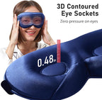 LitBear 100% 22 Momme Mulberry Silk Sleep Mask - 3D Contoured Eye Mask for Men Women, Soft Breathable Sleeping Mask with Adjustable Strap, Perfect Blocks Light for Sleeping (Midnight Blue)