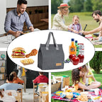 Lunch Bag for Women/Men,Waterproof Reusable Portable Lunch Tote,Lunch Box Bag.Thermal Cooler Bag Ideal for Work/Party/l/Travel/Picnic (Light Gray)