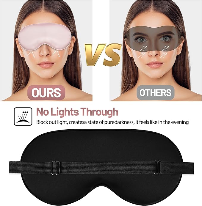 Sleep Mask, Silk Eye Mask for Sleeping with Adjustable Strap, Blindfold Eyeshade for Men & Women, Comfortable & Soft Eye Cover Eyeshade for Night Sleep (Pink)