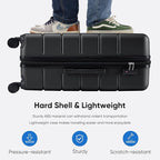 OLIXIS 20 Inch Carry-On Luggage, Hardside Suitcase with Spinner Wheels, Lightweight ABS Hard Shell Travel Luggage, TSA Approved Lock, Expandable Small Suitcase for Business & Travel–Black