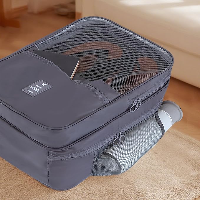 Shoe Bags for Travel Holds 4 Pair of Shoes, Shoe Storage Pouch with 2 Pack Portable Bags, Waterproof & Washable, Grey & Large