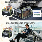 Lekereise Top-Expandable Pet Carrier 18x13x9.5 Inch Southwest Frontier Airline Approved Soft Sided Underseat to 15lbs Travel Carriers for Small Cats Dogs with Locking Safety Zippers Anti-Scratch Mesh