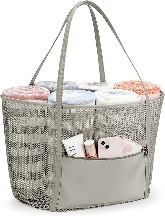 KALIDI Upgrade Version Beach Mesh Tote Bag MAX 27L Large capacity,Shoulder Bag Nylon Hobo Women Casual Foldable Beach Picnic