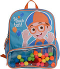 Blippi Backpack with Sound for Boys and Girls, Clear Front Pocket and Mesh Side Pockets, Toddler’s Schoolbag with Padded Back and Adjustable Straps, Versatile Day Pack for Kids, Blue and Orange