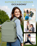 coofay Large Travel Backpack For Women Men Airline Approved Carry On Backpack Flight Approved Waterproof Sports Luggage Backpack Casual Daypack Small Hiking Backpacks Grey Green