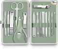 Utopia Care - Manicure Kit for Women and Men, Manicure Set with Nail Clippers or Nail Kit Includes Fingernail & Toenail Clippers,15-Pcs Pedicure Kit Stocking Stuffers with Travel Case - Green