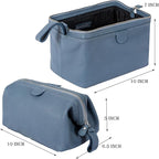 KomalC Premium Buffalo Leather Toiletry Bag for Men & Women With Water resistant Lining, Grooming Travel Pouch, Unisex Wash Bag for Toiletries, Gifts for Men and Women