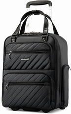 LUGGEX Underseat Carry On Luggage with Wheels, UDK Stylish Lightweight Under Seat Luggage, Soft Sided Personal Item Suitcase for Short Trip (UX-Core, All Black, 16 Inch)