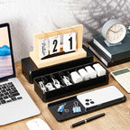 Tatuo 2 Pcs Cable Organizer Box with Wire Ties, Plastic Cord Storage Box with Lid, Electronics Organizer for Home Office Desk Organizers and Accessories (Black)