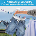 Retractable Travel Clothesline - Glow in the Dark Portable Clothes Line - 12ft/4m Camping Clotheslines for Outside, Hotel Room or Cruise - Laundry Line, Clothes Drying Line, Clothing Line Outdoor
