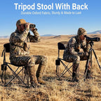 2 Pack Folding Camping Tripod Stool with Backrest & Cup Holder, Lightweight Portable Outdoor Chairs for Adults, Compact 3-Leg Seat for Fishing, Hunting, Hiking & Travel w/Bag - Black